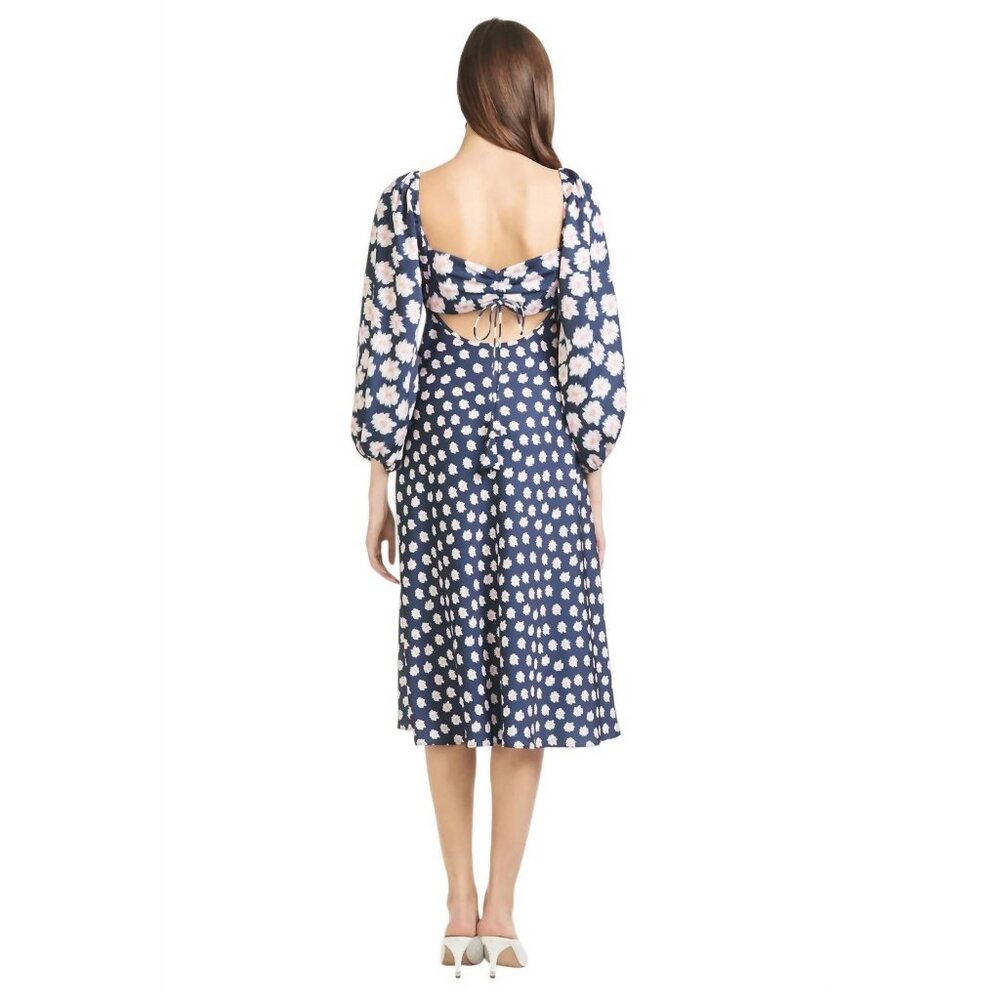 NWT SACHIN + BABI Melody Dress Ikat Blue/ Pink Midi Casual Cutout Puff Sleeve 2 - Picture 5 of 14